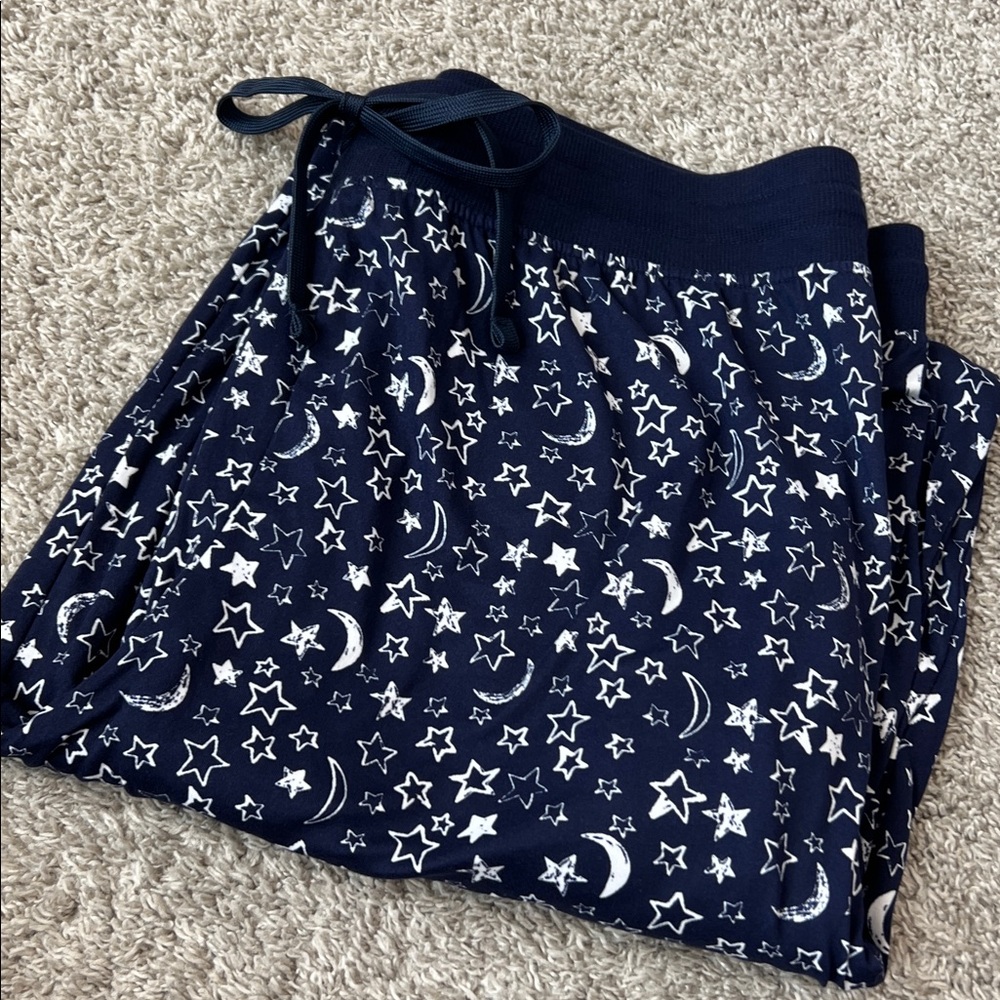 NWT Splendid XL 2-Piece Pajama Set Navy Star Moon Print Lounge Sleep Cozy Soft - Picture 13 of 15